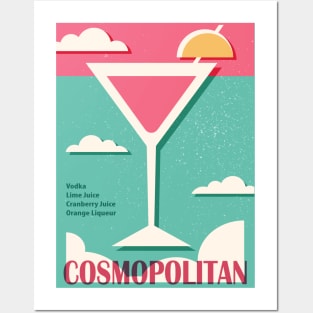 Cosmopolitan recipe, Cocktail, Retro 70s, Aesthetic art, Vintage poster, Exhibition poster, Mid century modern Posters and Art